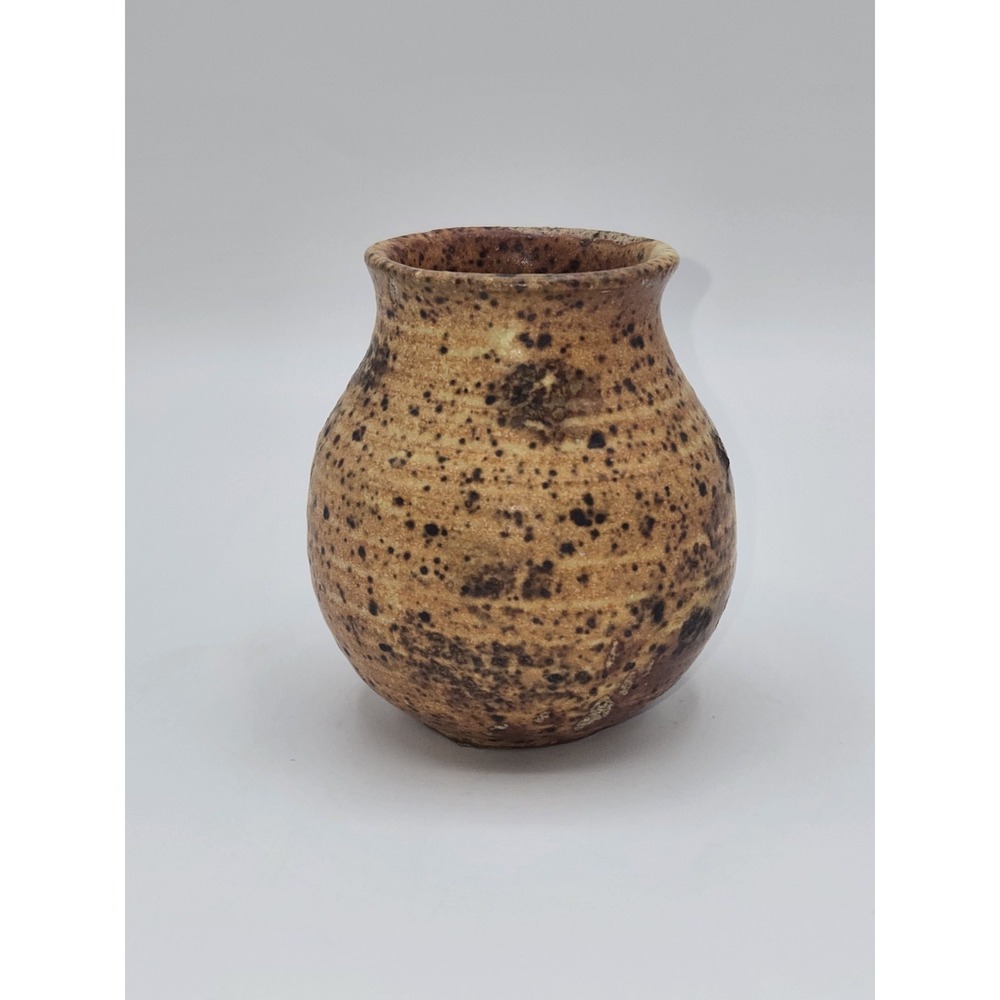Vintage Studio Stoneware Bud Vase Speckled Brown Art Pottery